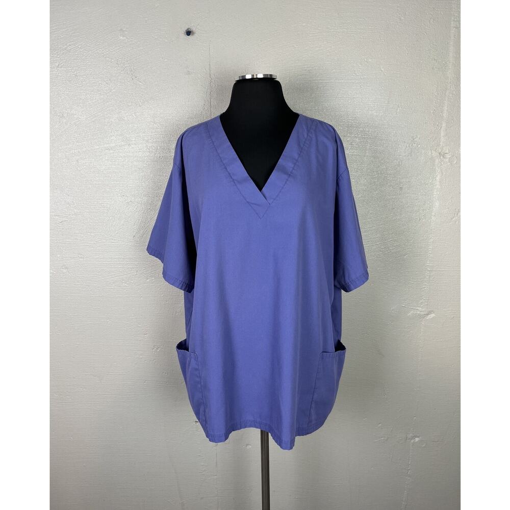Butter-Soft Medical Purple V-Neck Scrub Top With Pockets Unisex Size 2X